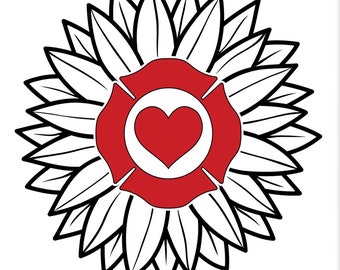 Firefighter Maltese Sunflower Vinyl Decal