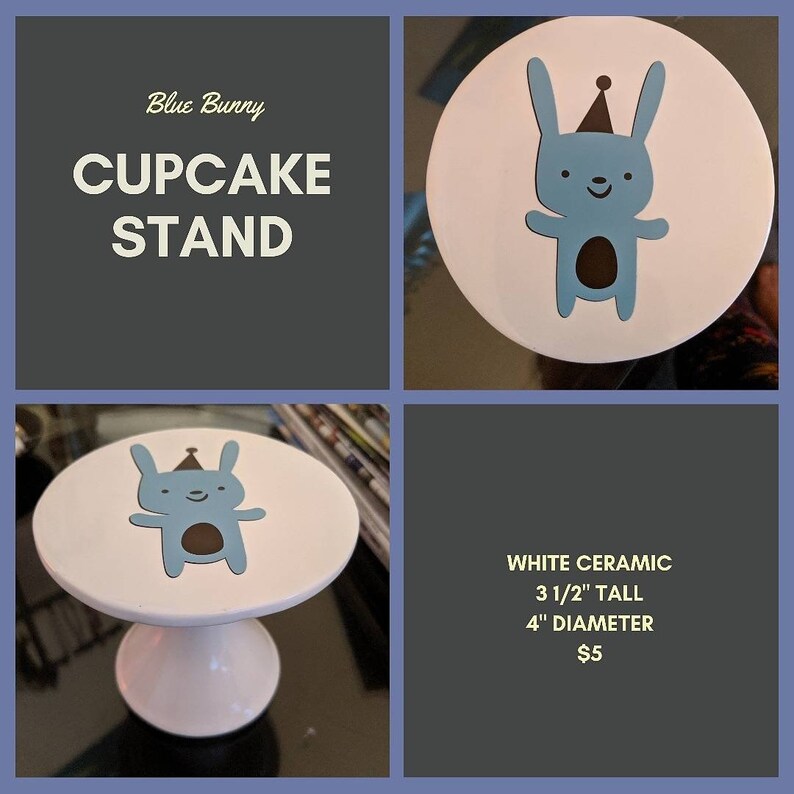 Blue bunny cupcake stand