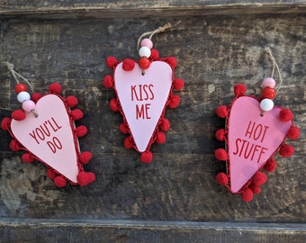 Wood Valentine/Galentine hanging heart decoration/gift