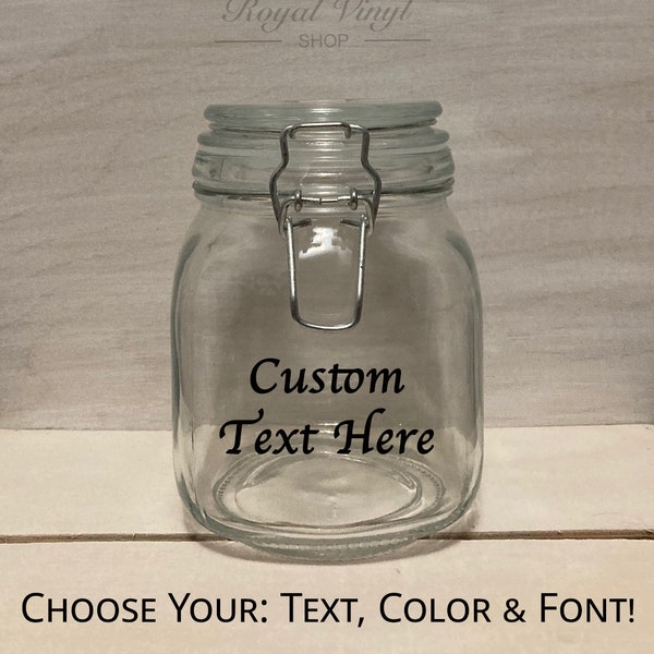 32oz (1 Qt) Custom Text Glass Sealed Lid Storage Jar. Personalized Tip Fund Jar. Customized Birthday / Retirement Gift. Dog / Cat Treats