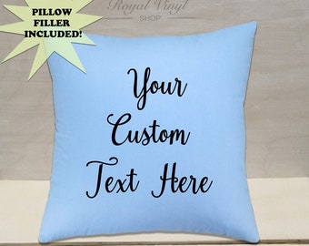 20” Light Blue Customizable Throw Pillow + Stuffing. Custom Decor. Birthday, Engagement, Wedding Bridal, Baby Shower Gift, Mother's Day Gift