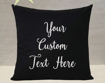 20" Black Customizable Throw Pillow +Stuffing Personalize Custom Decor Anniversary Wedding Bridal Baby Shower Birthday Mother's Day Gift