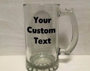 16oz Custom Beer Mug. Personalized Gift For Him - Anniversary, Birthday Engagement Wedding Graduation Mothers's Day Gift, Bachelor Favor