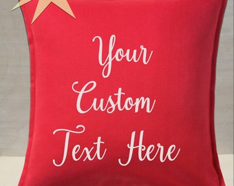 20x20 Stuffed Red Customizable Throw Pillow. Personalized Custom Home Decor, House Warming Gift, Wedding, Anniversary, Mother's Day Gift