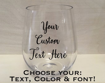 20oz Customizable Indoor Outdoor Stemless Acrylic Plastic Wine Glass. Personalized Birthday, Wedding, Anniversary, Mother's Day Gift Idea