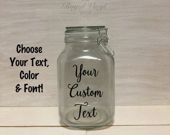 2 Quart Custom Text Locking Sealed Lid Jar. Personalized Custom Tip Fund Jar, Anniversary Wedding Gift, Dog Cat Treat Jar, Mother's Gift