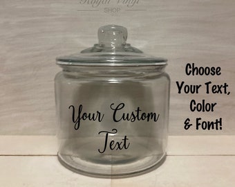 3 Quart Glass Personalizable Cookie, Candy, Snack Jar With Custom Text. Custom Father's Day Gift, Teacher Gift, Anniversary, Birthday Gift