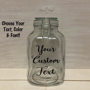 1 Gallon Custom Text Jar, Locking Sealed Lid. Personalized Custom Anniversary, Wedding Gift, Date Night Idea, Fund Tips, Dog / Cat Treats