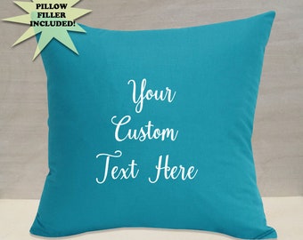 20x20" Teal Blue Custom Pillow +Stuffing. Personalize Home Decor. Customizable Birthday House Warming Wedding Baby Shower Mother's Day Gift