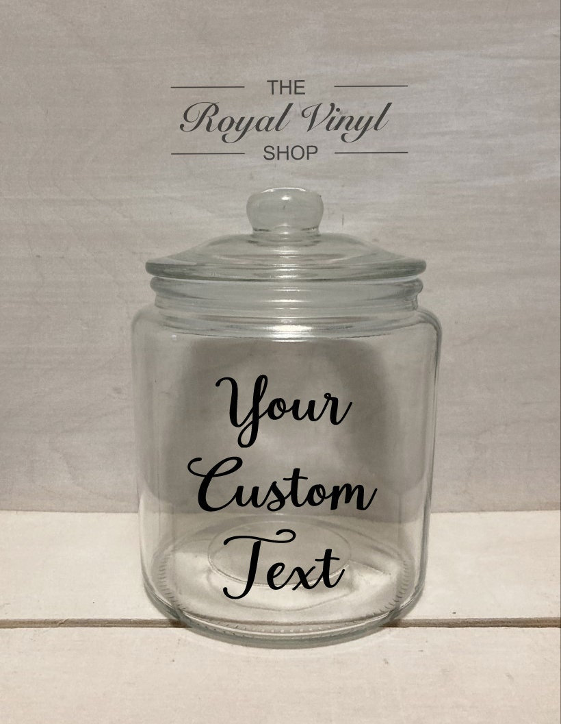 1 Quart (32oz) Glass Personalizable Cookie Candy Snack Jar w/ Custom Vinyl Text Customized Anniversary Birthday Graduation Easter Gift