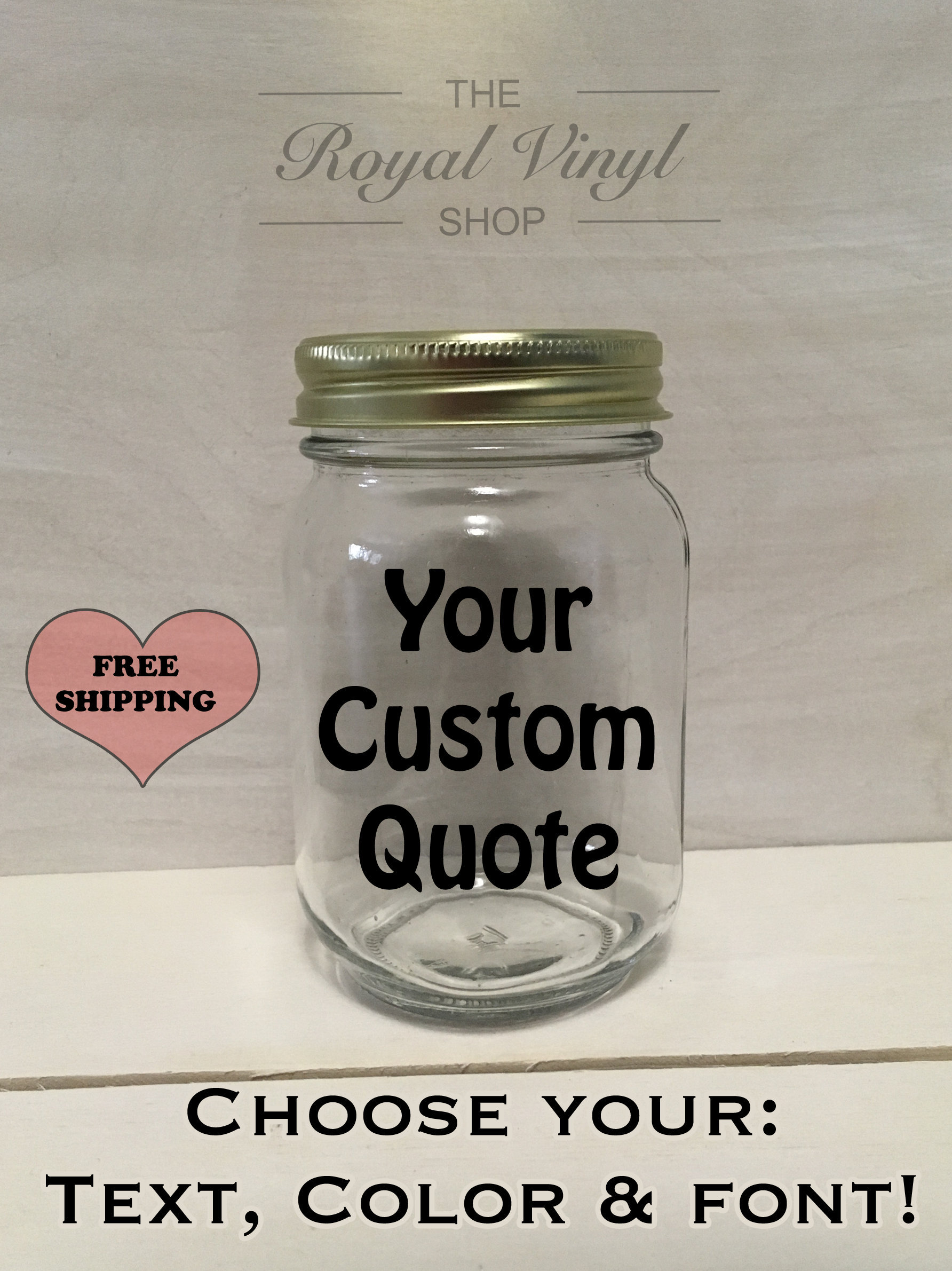 16oz Custom Personalized Quote Sealed Glass Mason Jar + Lid + Free Shipping. Date Night, Birthday Gift, Custom Tip Jar, Easter Gift Idea
