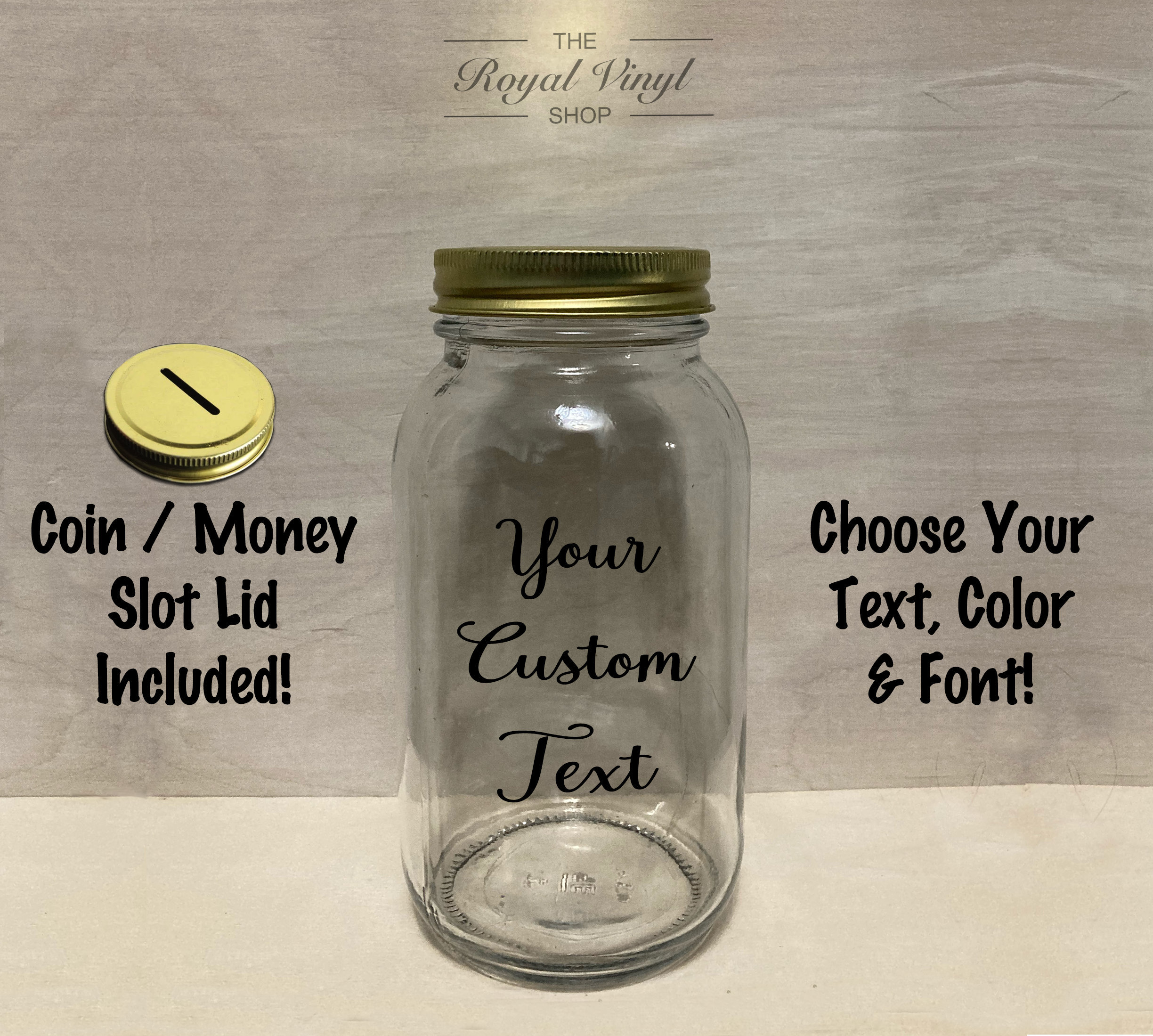 Available in 3 Sizes Coin Slot Lid Date Night Fund Mason Jar Bank 