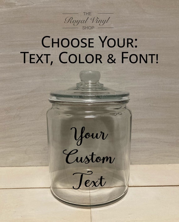 1 Gallon Glass Personalizable Cookie, Candy, Snack Jar - Custom Text. Birthday, Anniversary, Engagement, Graduation Gift, Wedding Gift Idea