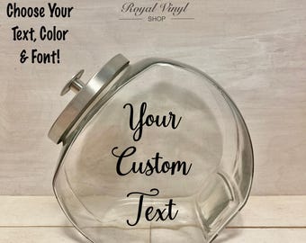 1 Gallon Personalizable Candy, Cookie, Snack Glass Jar - Custom Text. Birthday, Anniversary, Engagement, Wedding, Graduation, Dad Gift Idea