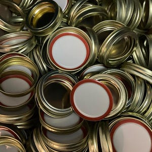 Gold Regular Mouth Sized Mason Jar 2-Piece Lids: Lids + Rings, 2.75 inches, Tight Sealing Food Canning Ball Grade Material Fruits Jam Jelly