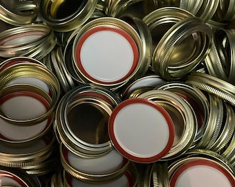 Gold Regular Mouth Sized Mason Jar 2-Piece Lids: Lids + Rings, 2.75 inches, Tight Sealing Food Canning Ball Grade Material Fruits Jam Jelly