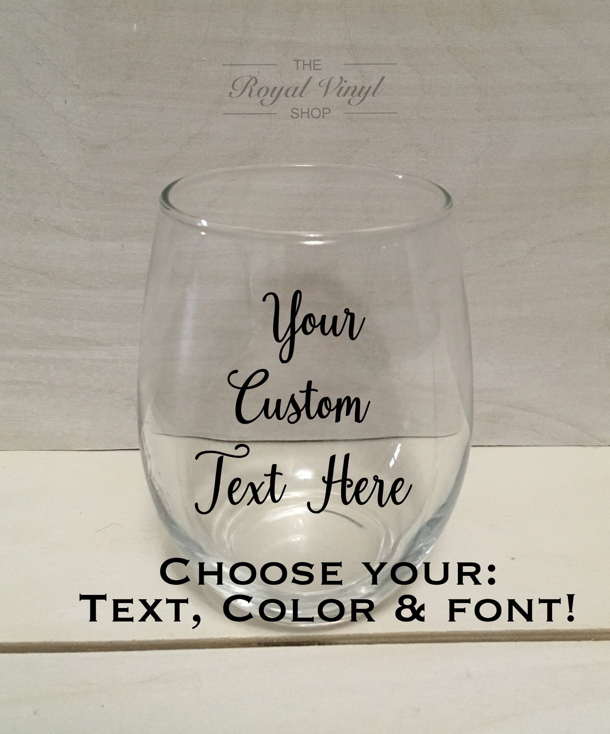 15oz Customizable Stemless Wine Glass. Personalized Birthday, Anniversary, Wedding, Engagement, Bachelorette Party Favor, Easter Gift