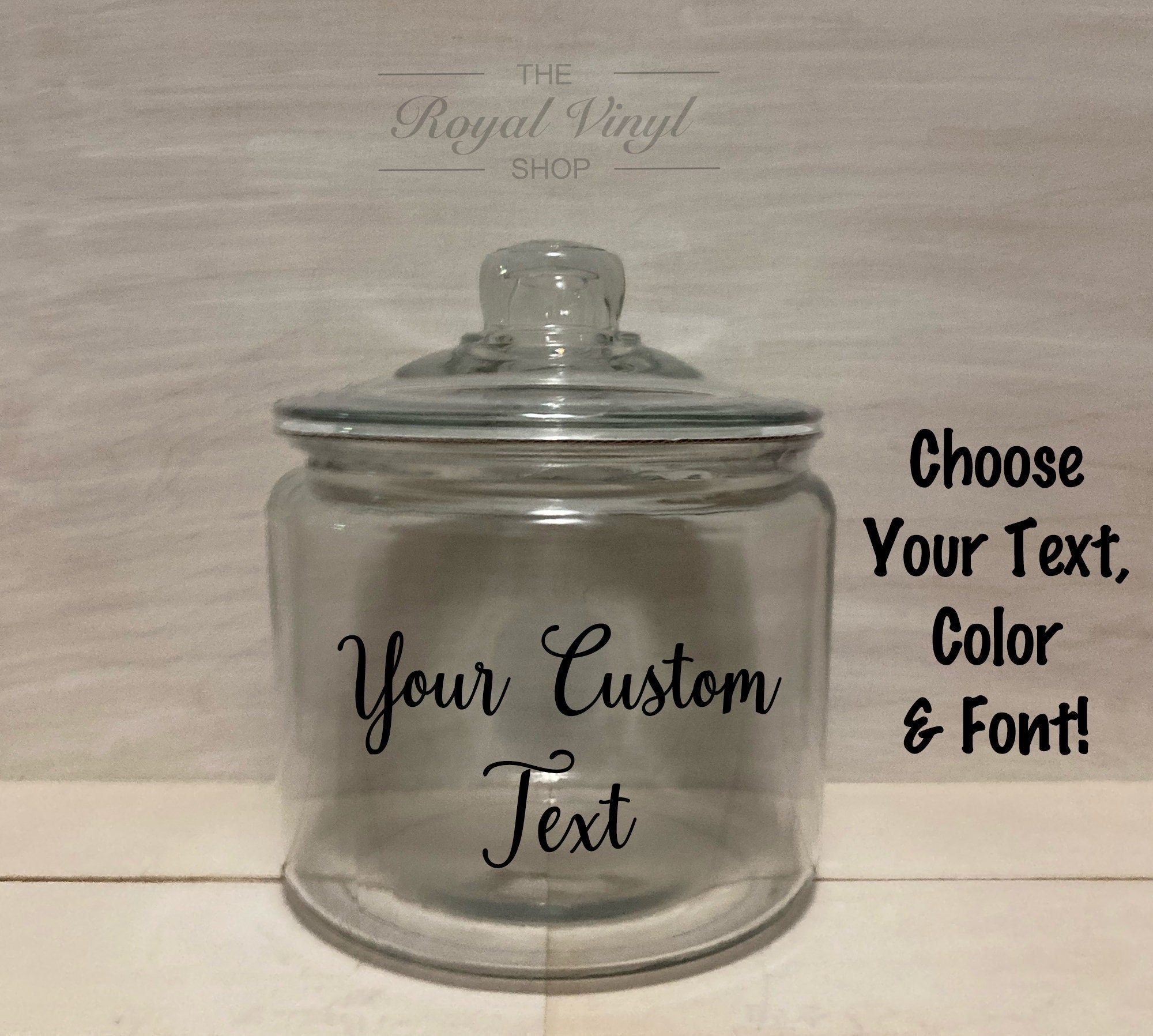 3 Quart Glass Personalizable Cookie, Candy, Snack Jar With Custom Text. Graduation Gift Idea, Anniversary, Birthday, Easter Gift Idea