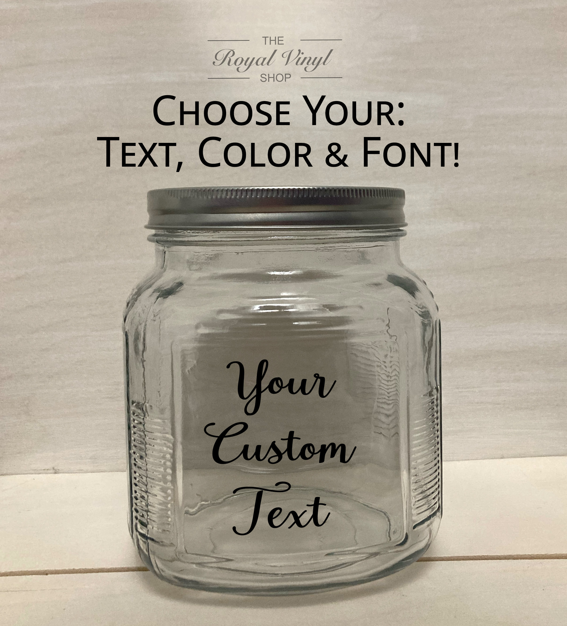 1 Quart Glass Cookie, Snack, Candy, Nuts Jar With Custom Text. Personalizable Tip / Fund Jar. Birthday, Graduation, Easter Gift Idea