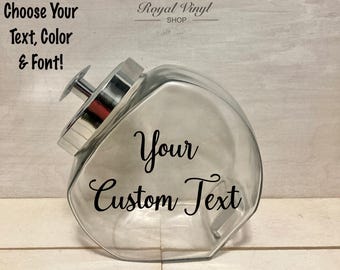 1/2 Gallon Custom Candy, Cookie, Snack Glass Jar - Personalized Text Birthday, Anniversary, Engagement, Graduation Gift, Wedding Gift Idea
