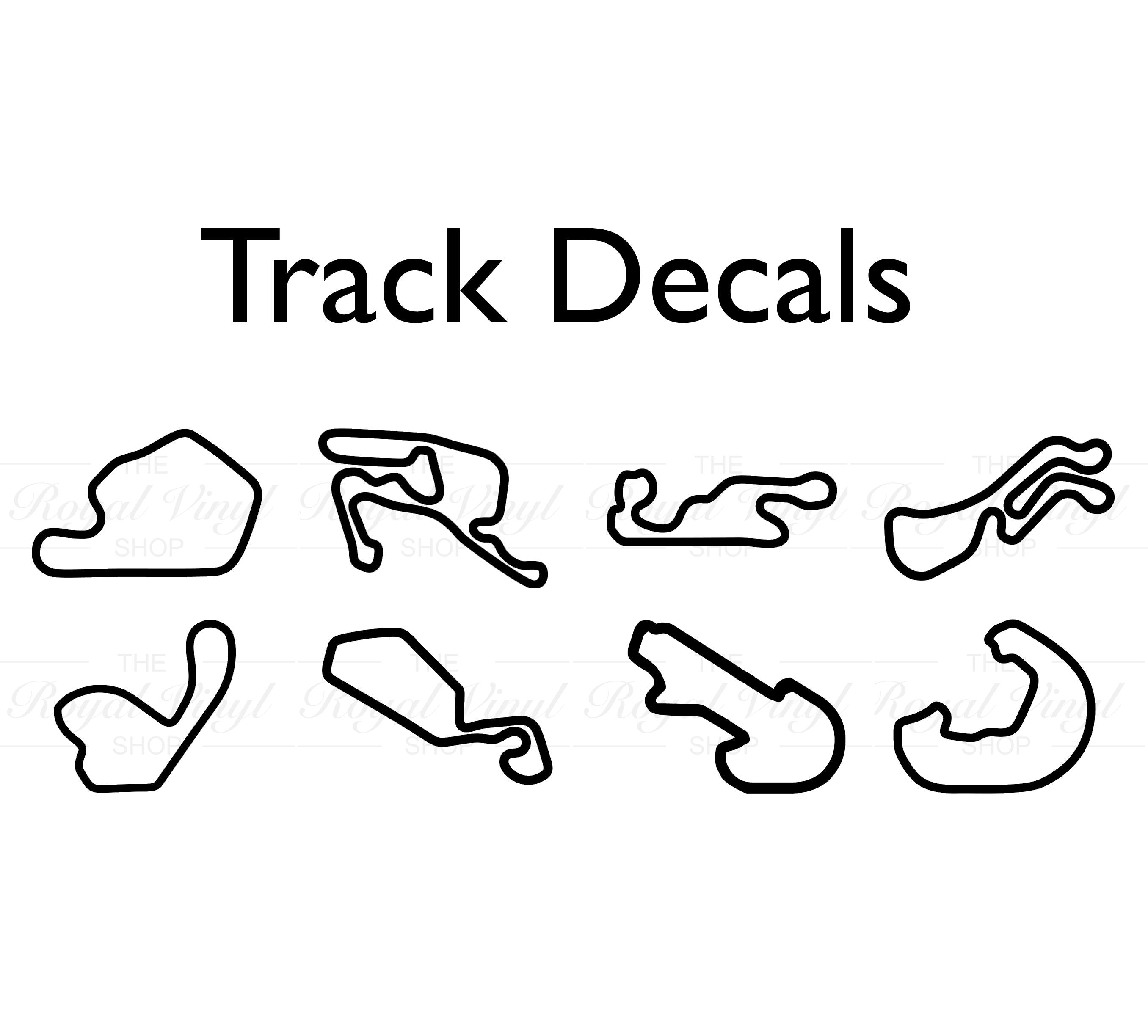 Custom Vinyl Track Stickers: Lime Rock, NJMP Lightning + Thunderbolt, Pocono South + Southeast, Shenandoah, Palmer, New York Safety Track