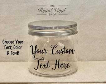 Customizable Text 8oz PLASTIC Sealing Mason Jar + Lid Personalized Birthday, Anniversary, Wedding, Graduation Gift, Beach Vacation Sand