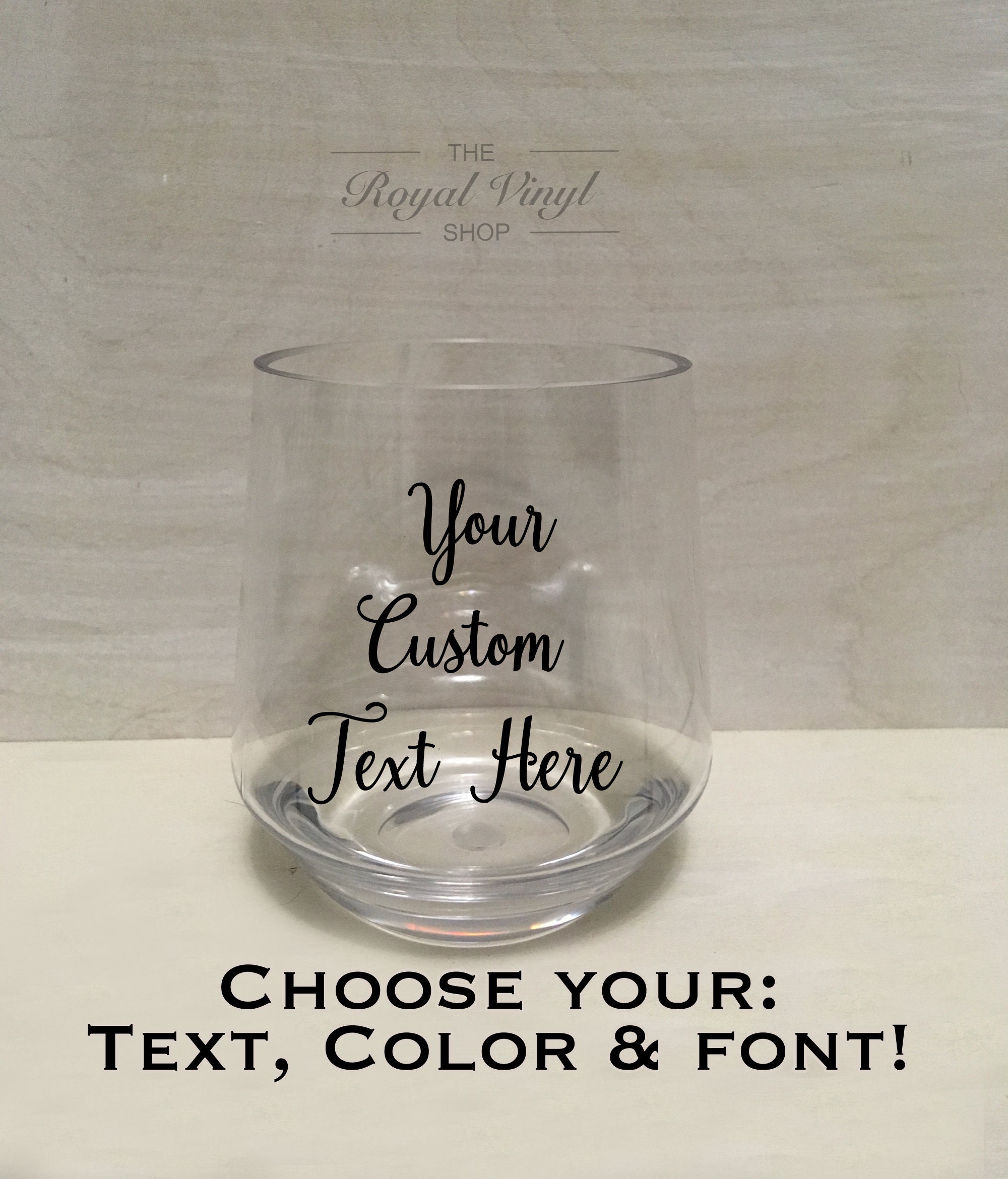 12oz Customizable Indoor Outdoor Stemless Acrylic Wine Glasses. Easter, Birthday, Anniversary Gift, Wedding Party Favors, Boat Wine Glass