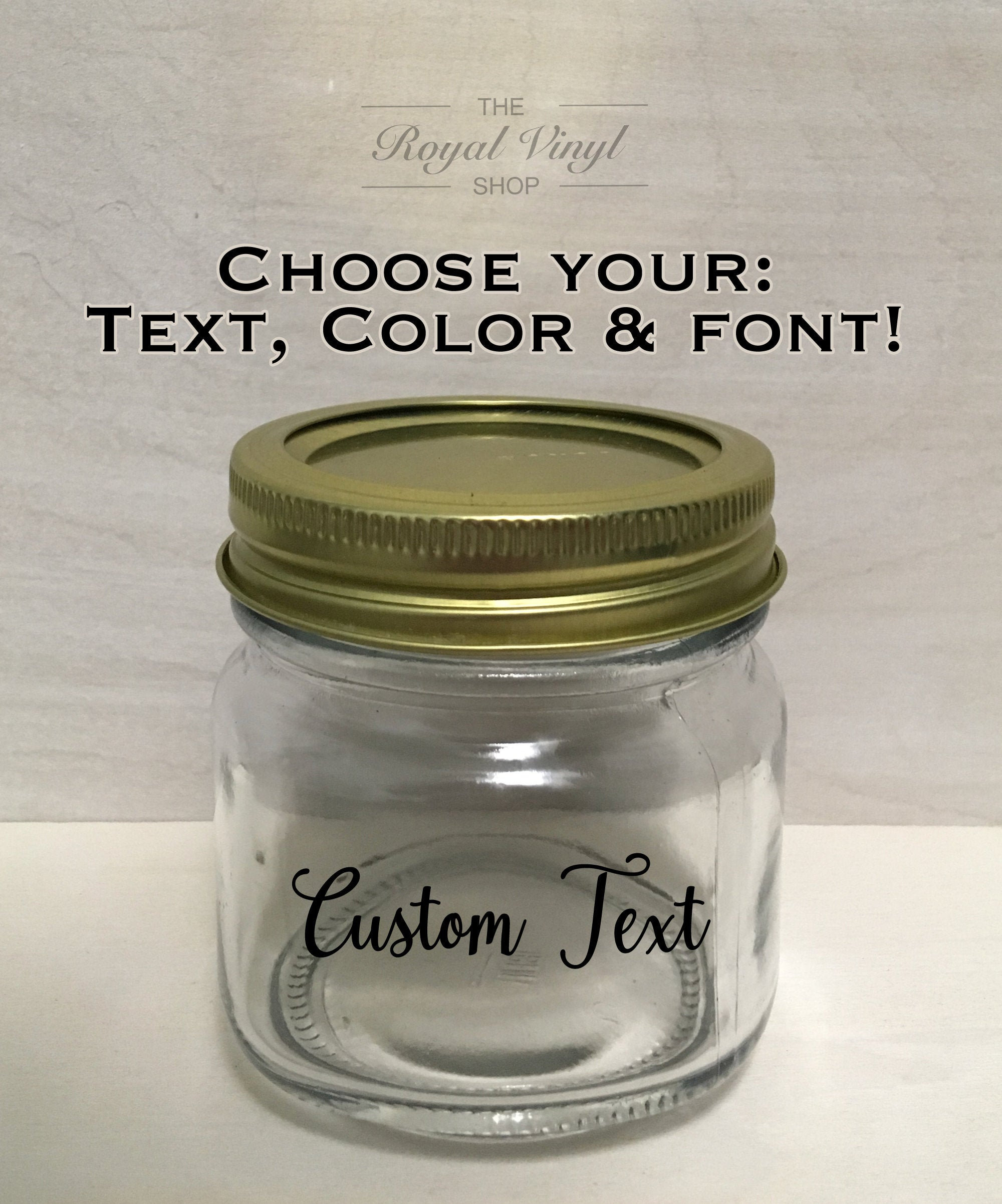 8oz Half Pint Custom Text Glass Sealed Mason Jar + Lid Personalized Engagement, Birthday, Anniversary, Graduation, Easter Gift Idea