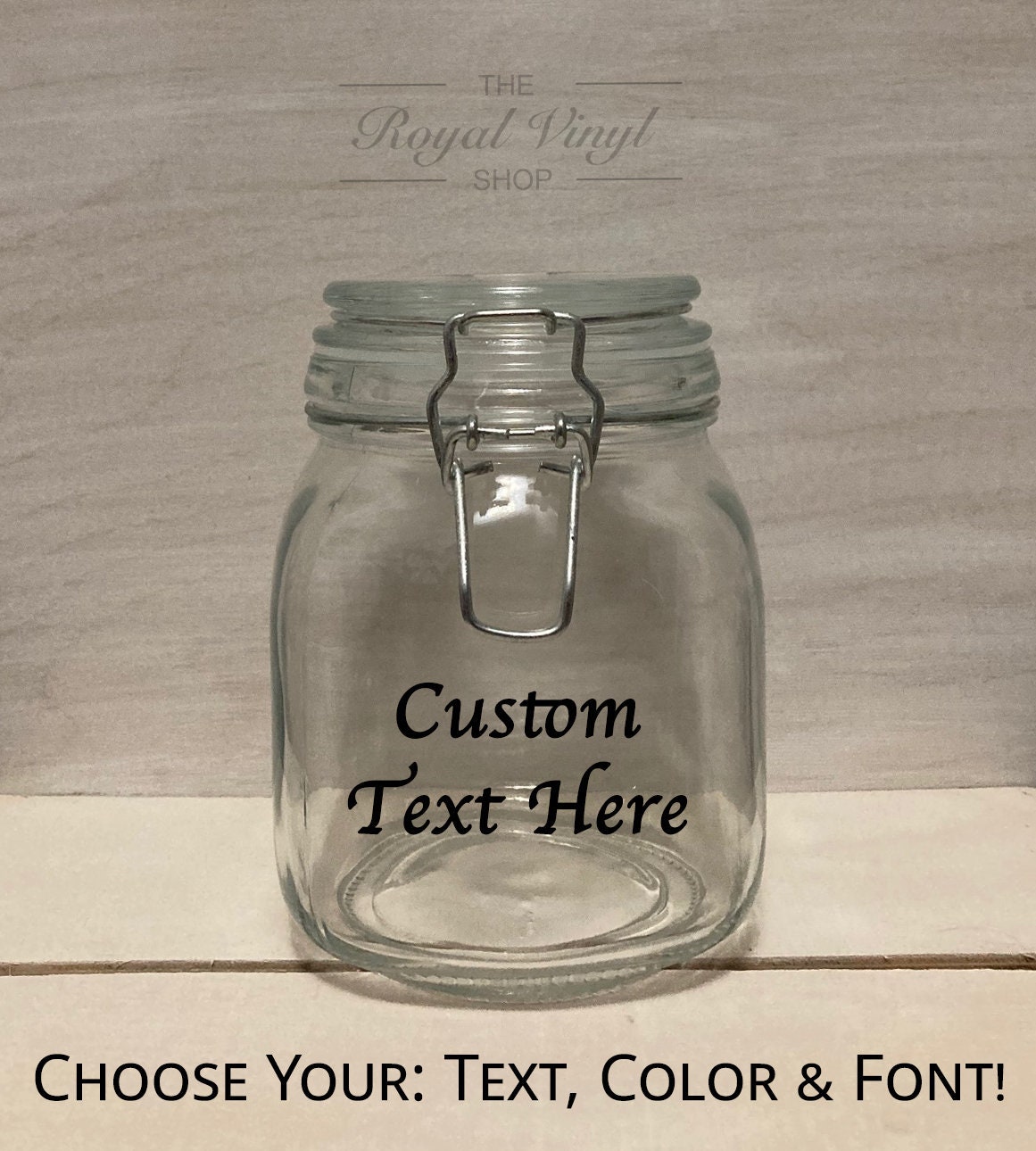 32oz (1 Quart) Custom Text Glass Sealed Lock Lid Snack Jar. Personalized Fund Jar. Customized Birthday / Easter Gift Idea For Him For Her