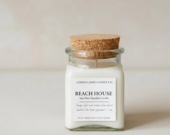 Personalized Coastal Soy Candle | Beach Inspired Scent | Custom Label Event Favor Gift | Wedding Guest Event | Shower Favor | Gift Idea