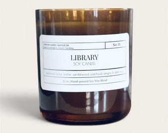 Library Candle | Teakwood & Leather Candle | Cozy Book Lover Gift | Reading Nook Candle | Coconut Soy Wax Candle