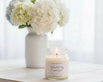 Vanilla Birthday Candle for Her Personalized Soy Scented Gift Luxury Aromatherapy Candle Custom Birthday Present for Women Happy Birthday