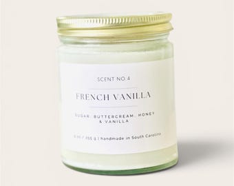 French Vanilla Candle | Vanilla Soy Candle | Sweet Bakery Scent | Cozy Home Fragrance | Coconut Soy Wax