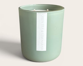 Green Tea Lemongrass Candle | Fresh Citrus Soy Candle | Spa Scented Candle | Clean Home Fragrance | Coconut Soy Wax Candle