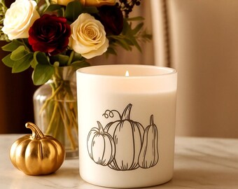 Harvest Coconut Soy Candle Fall Scented Home Decor Rustic Pumpkin Ceramic Candle Jar Housewarming Gift Idea For Fall Theme