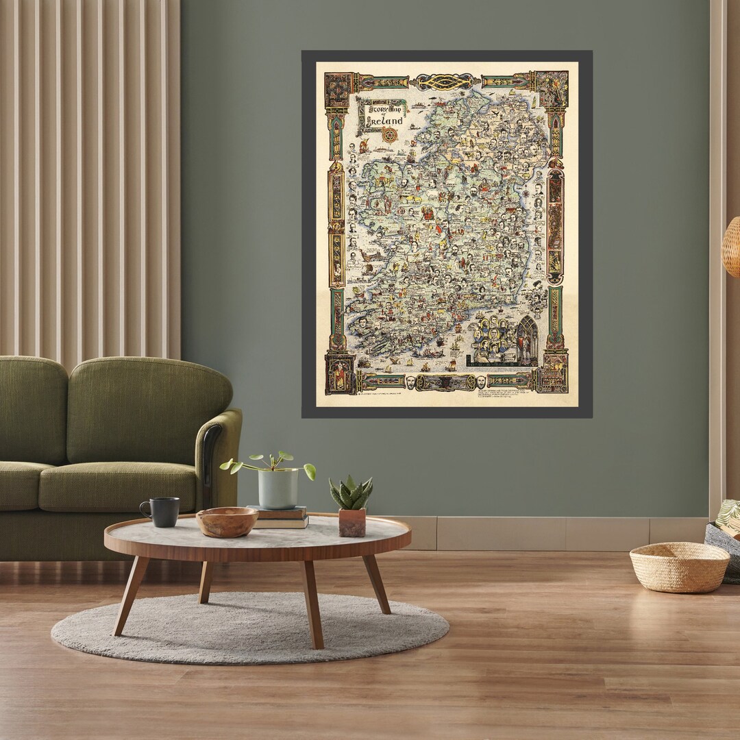 Old Historic Map of Ireland Vintage Story of Ireland - Etsy