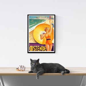 Vintage Travel Poster Oostende - Ostend Belgium  - art Deco style