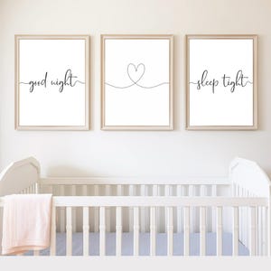 Good night sleep tight with heart - pack of 3 prints contemporary art - love - calligraphy art - 2 poster designs to choose from