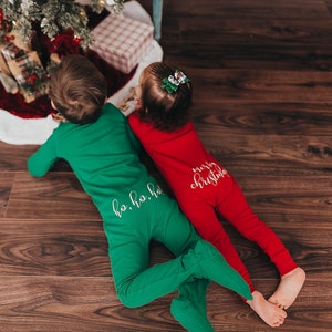 Christmas Zip Footless Pajamas, Personalized Pajamas, Christmas Pajamas, Matching Holiday PJ, Family Pajamas, Kids PJs