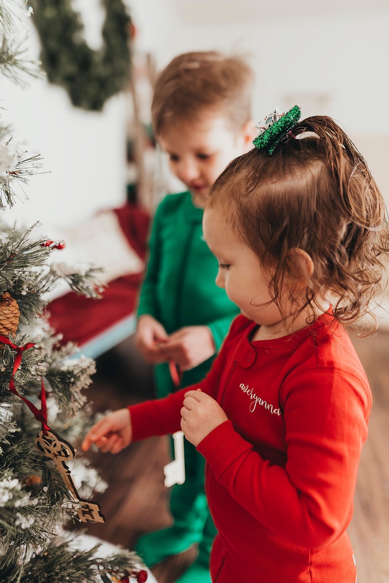 Christmas Zip Footie Pajamas, Personalized Pajamas, Christmas Pajamas, Matching Holiday PJ, Family Pajamas, Kid's PJs image 2