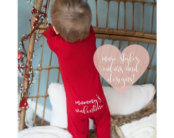 Valentine's Day Zip Footie Pajama, Valentines Day Gift, Valentines Baby, Personalized PJs, Valentines Day Outfit, Sleeper