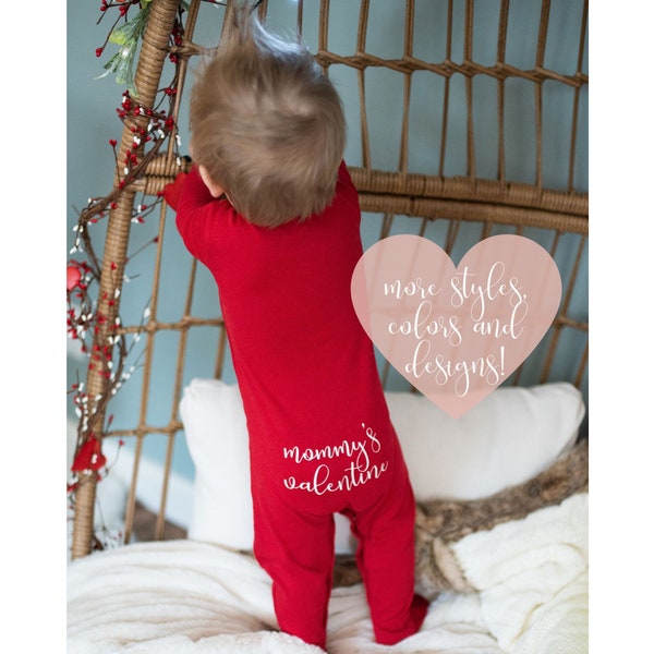 Pyjama avec fermeture éclair pour la Saint-Valentin, cadeau Saint-Valentin, Saint-Valentin pour bébé, pyjama personnalisé, tenue de Saint-Valentin, pyjama