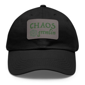 Chaos Gremlin Dad Hat with Leather Patch, Dungeons and Dragons Cap, D&D baseball hat, D and D gift, dungeon master gift