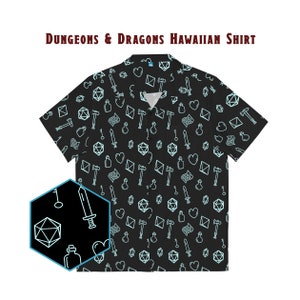 DnD Hawaiian Shirt, DnD Dad Shirt, Dice Shirt, Dice shirt, Dungeons and dragons, DM gift, DnD Button Up