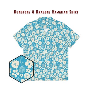 DnD Hawaiian Shirt, DnD Dad Shirt, Dice Shirt, Dice shirt, Dungeons and dragons, DM gift, DnD Button Up