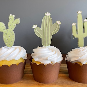 Cactus Cupcake Toppers | Birthday, Baby Shower, Bridal Shower, Wedding, Party Decor, Boho, Succulent, Plant, Boho, Neutral Party