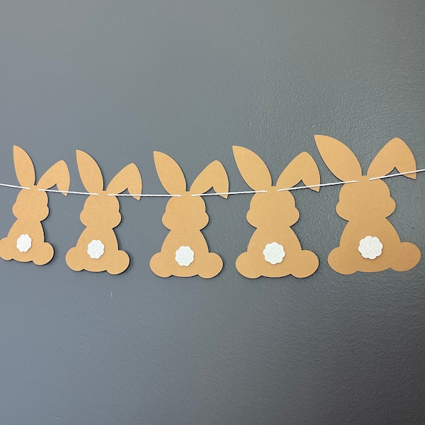 Easter Bunny Banner, Neutral Easter Bunny Garland, Bunny Tail, Bunny Birthday Party, Baby Shower, Gender Reveal, Bunny Turns One