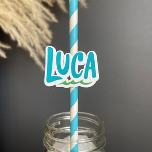 LUCA INSPIRED Paper STRAWS, Set of 12, Disney Inspired Birthday Party, Luca Birthday Party, First Birthday, Boy Birthday, Baby Shower image 8