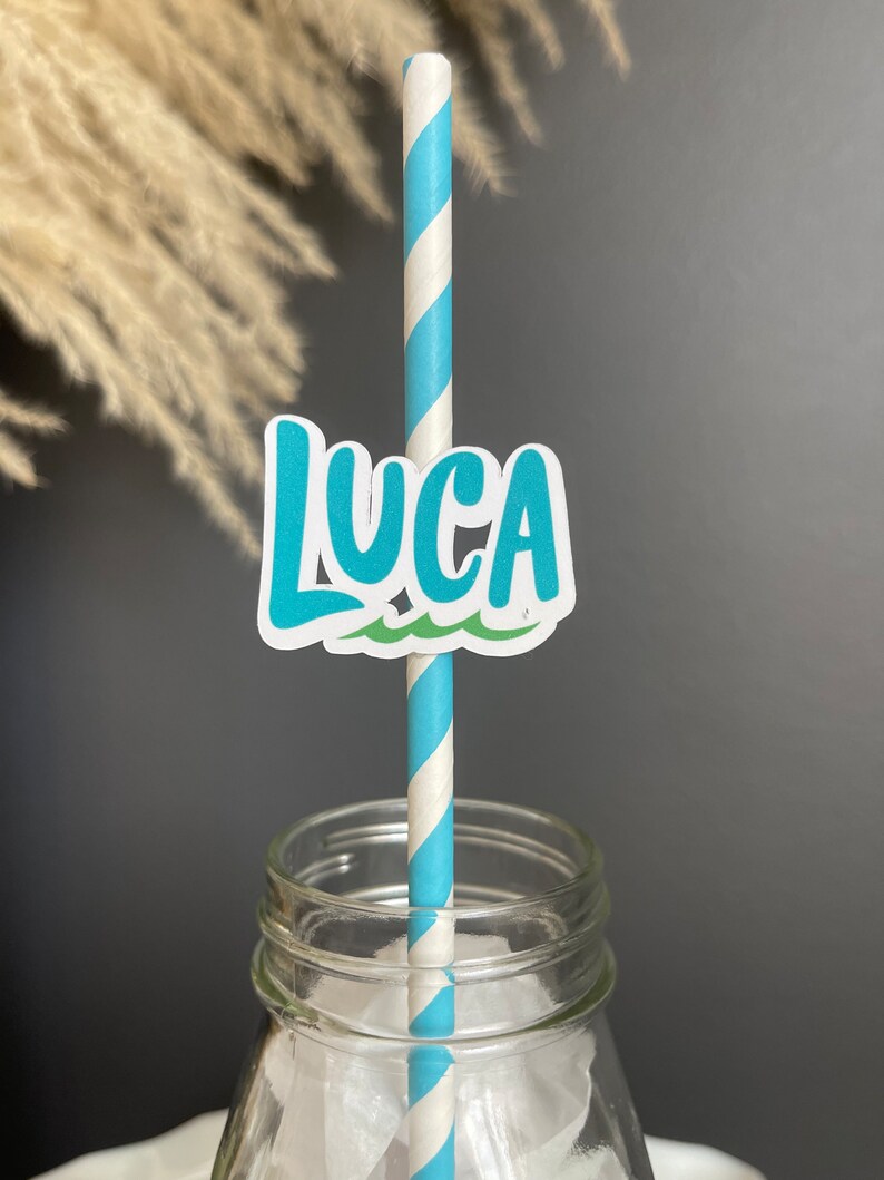 LUCA INSPIRED Paper STRAWS, Set of 12, Disney Inspired Birthday Party, Luca Birthday Party, First Birthday, Boy Birthday, Baby Shower image 8