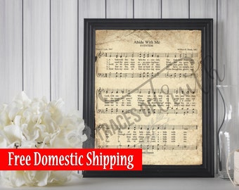 Abide With Me Print | Vintage Sheet Music | Antique Hymn | Inspirational Quote | Farmhouse Decor | Christian Art | Hymn Art : Home Decor